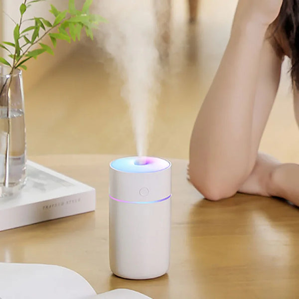 Experience Refreshing Atmosphere: 1200mAh Wireless Rechargeable Air Humidifier with Gradient-Colored LED Lights