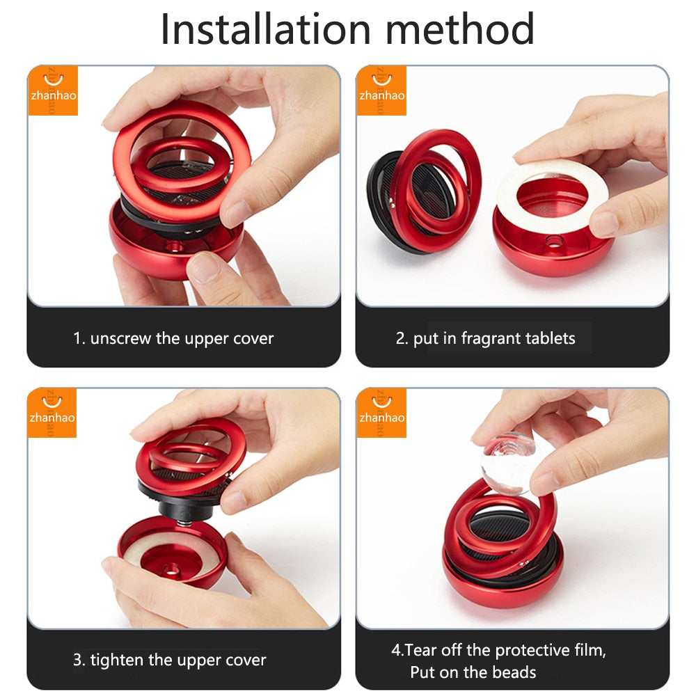 Car Air Freshener Solar Rotating Perfume Diffuser