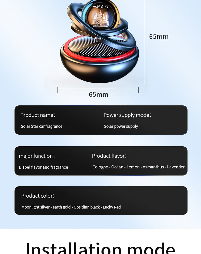 Car Air Freshener Solar Rotating Perfume Diffuser