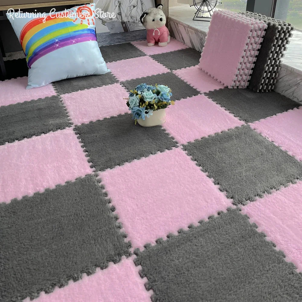 30x30CM Soft Plush Rug Play Mat Puzzle – Comfort, Style, and Fun for Any Space!