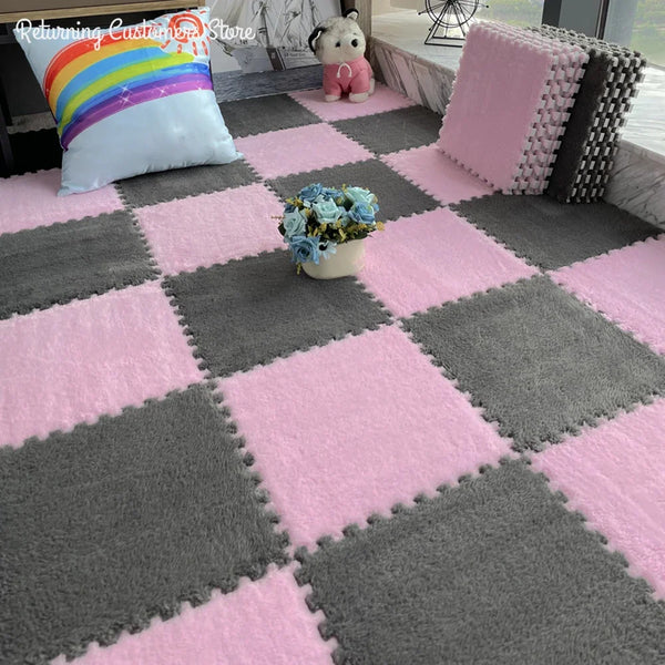 30x30CM Soft Plush Rug Play Mat Puzzle – Comfort, Style, and Fun for Any Space!