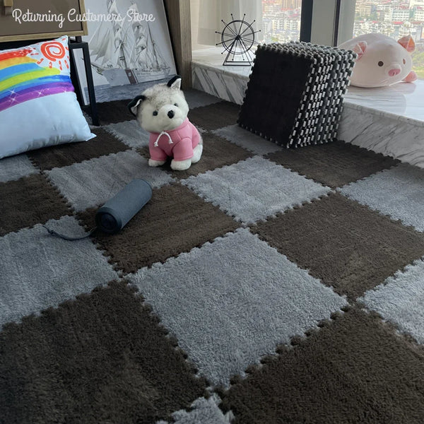 30x30CM Soft Plush Rug Play Mat Puzzle – Comfort, Style, and Fun for Any Space!