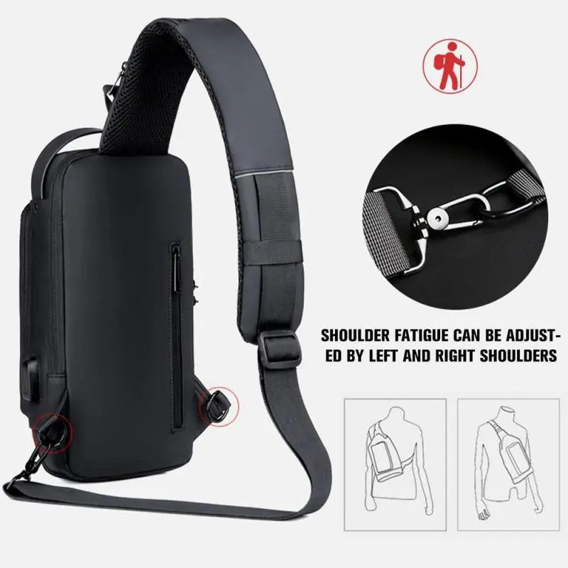 Men's Multifunction Anti-theft USB Shoulder Bag