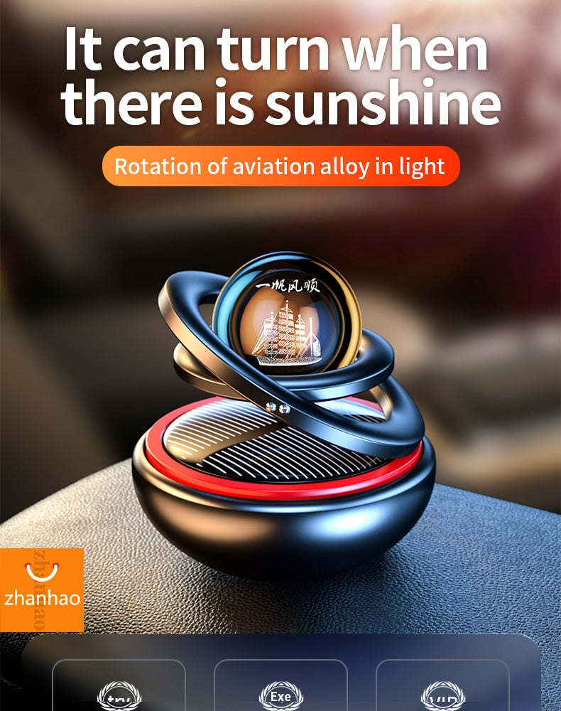 Car Air Freshener Solar Rotating Perfume Diffuser
