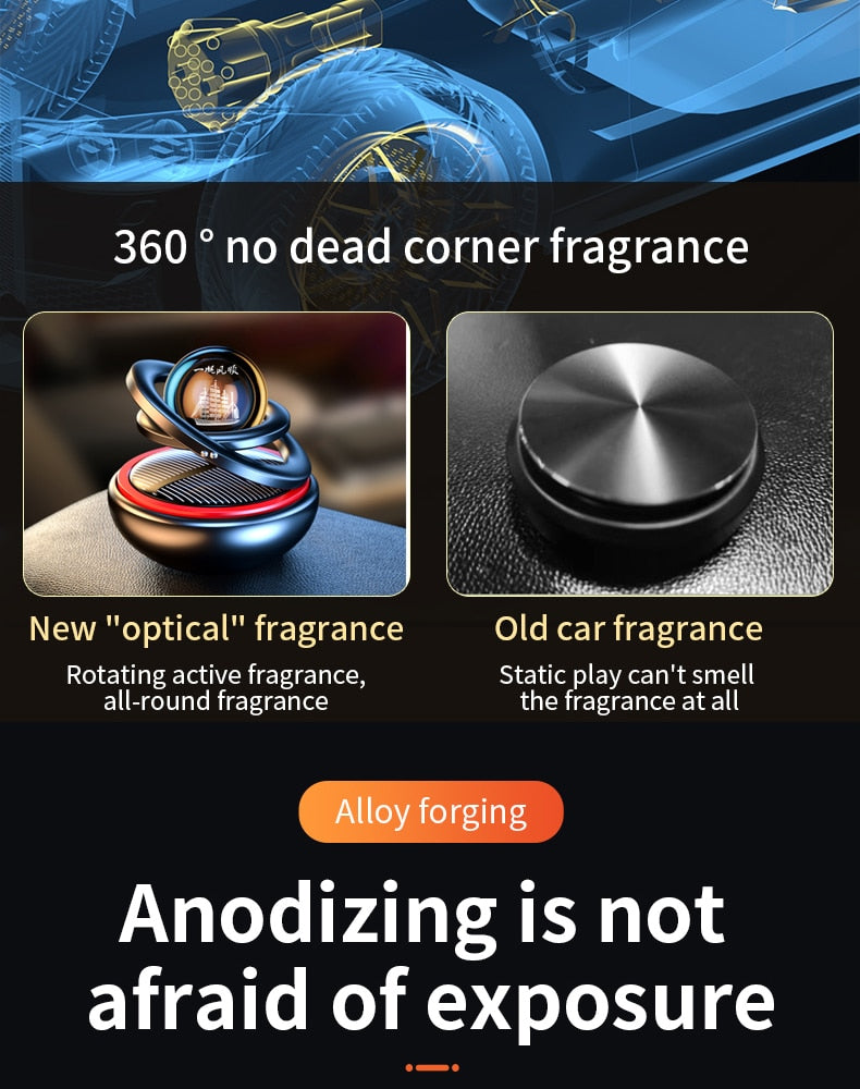 Car Air Freshener Solar Rotating Perfume Diffuser